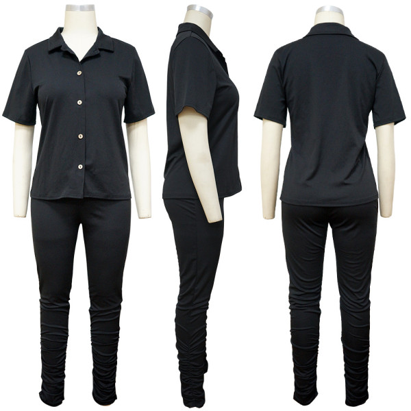 Short sleeved suit two-piece set