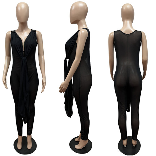 Mesh mini dress style jumpsuit