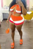 Printed hanging neck shorts set