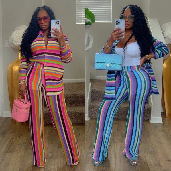 Slim fit pants two-piece set