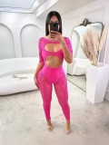 Round necked hollow short sleeved lace integrated knitted short sleeved jumpsuit