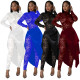 Women's sexy lace jumpsuit with imitation silk skirt set