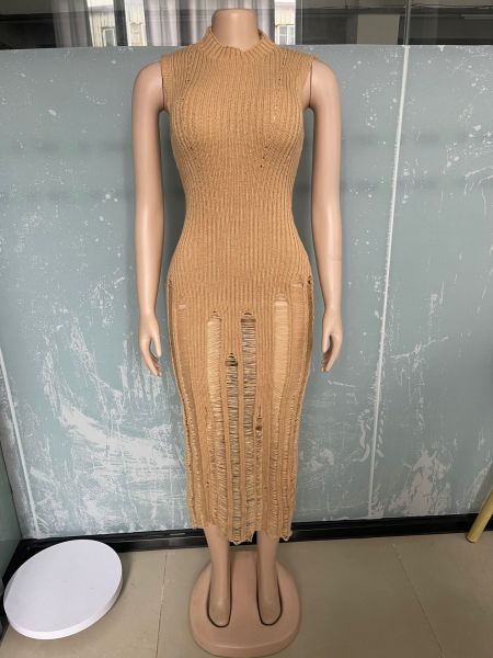 Fashionable sun protection cover up, beach long dress, knitted dress