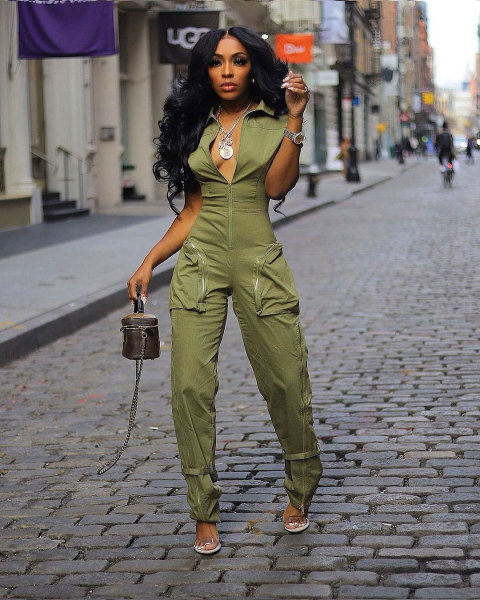 Zipper pocket workwear jumpsuit