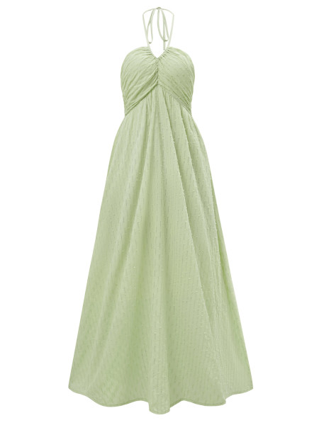 V-neck neck tie up dress