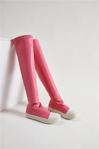 Over the knee length boots for women in large sizes, versatile and minimalist elastic