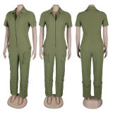 Zipper pocket workwear jumpsuit