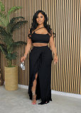 Two piece set of suspender long skirt
