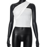 Diagonal shoulder strapless top with two sleeveless short tops