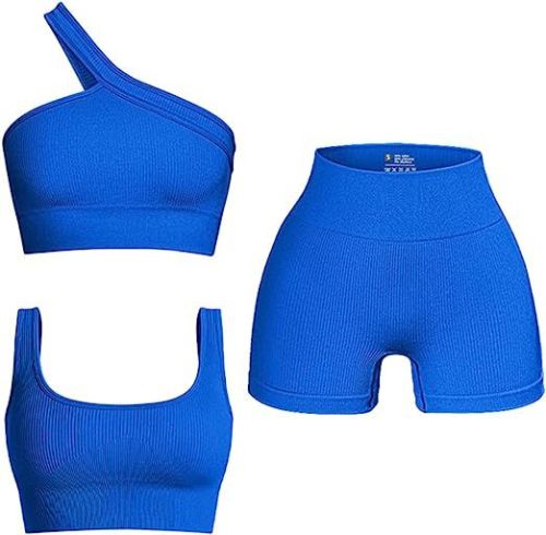 Seamless thread solid color yoga suit three piece set