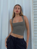 Square collar bottom shirt and vest lining