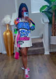 Women's short and fashionable printed dress