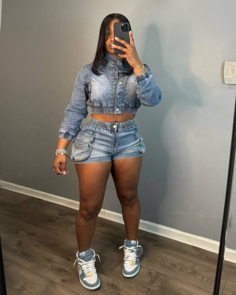 Slim fit hip wrap fashion shorts set