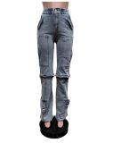 Elastic denim workwear pants