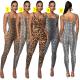Women's printed sleeveless vest jumpsuit