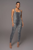 Women's printed sleeveless vest jumpsuit