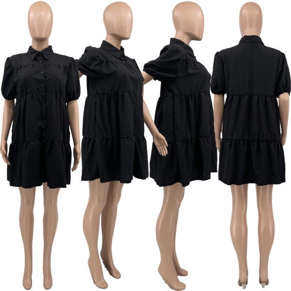 Solid color shirt loose fitting dress
