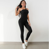 Thread yoga jumpsuit sleeveless elastic tight pants yoga suit