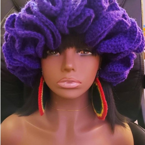 Solid color ruffled brimmed hat with bamboo hat and woolen hat