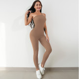 Thread yoga jumpsuit sleeveless elastic tight pants yoga suit
