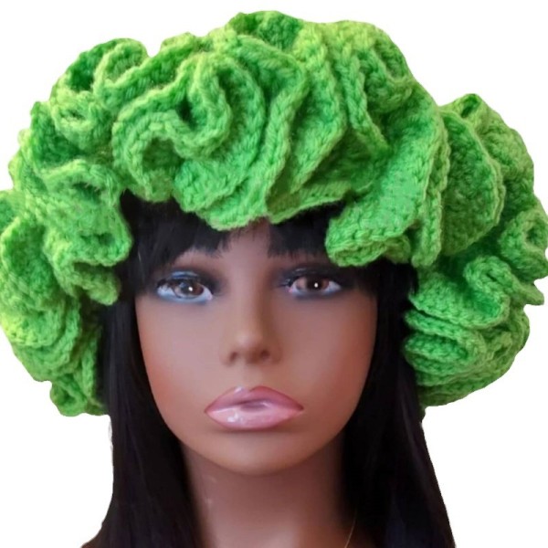 Solid color ruffled brimmed hat with bamboo hat and woolen hat