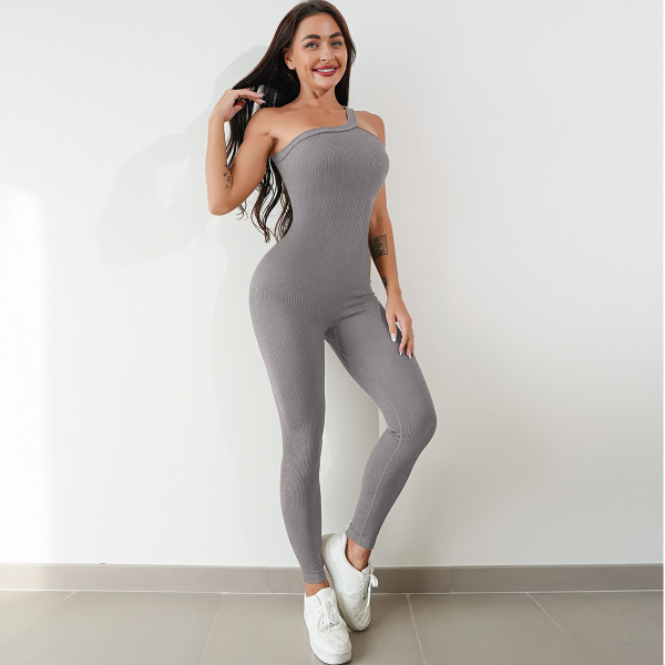 Thread yoga jumpsuit sleeveless elastic tight pants yoga suit
