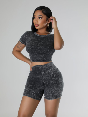 Wash water, stir fry flowers, make old high waisted two-piece set