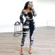 Printed slim fit elastic pit strip two-piece set K3152