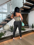 Bra gradient tight elastic denim jumpsuit