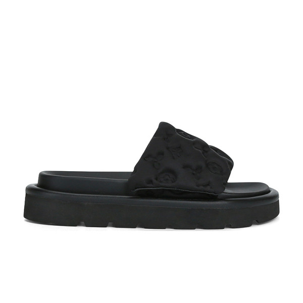 Satin embossed printed flip flops, Velcro beach shoes