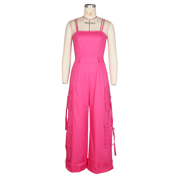 Bra top multi pocket work suit jumpsuit wide leg jumpsuit