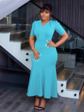 Slim fit wrap buttocks fishtail dress