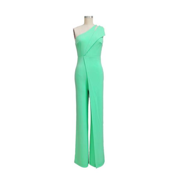 Sleeveless single shoulder camisole high waisted commuting straight jumpsuit