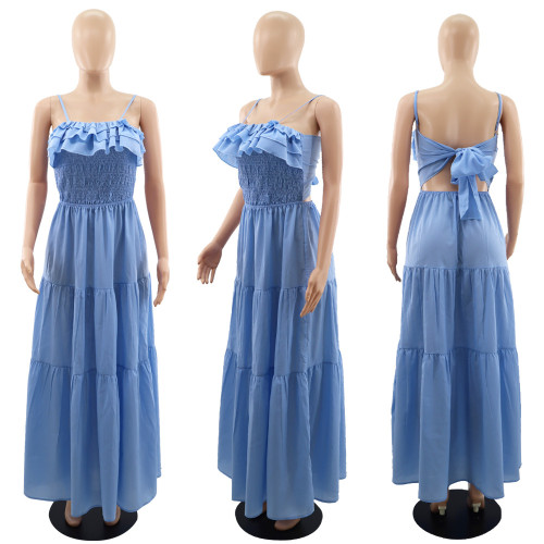 Open back bow tie women's dress