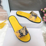 V-buckle hardware decoration straight shaped slippers