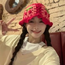 Cherry handmade knitted woolen fisherman's hat Cherry handmade knitted woolen fisherman's hat