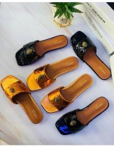 Eagle head hardware diamond buckle flip flops