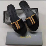 Hardware buckle casual flat slippers