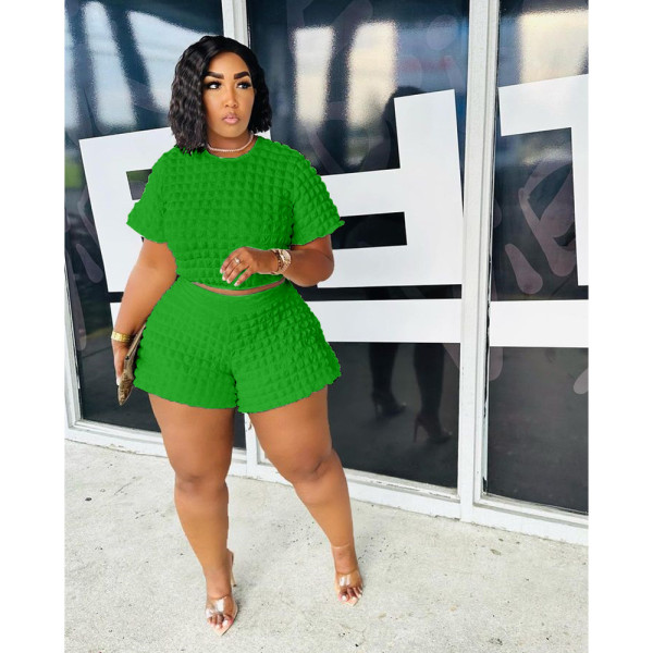 Large women's loose bubble two-piece set