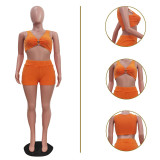 Women's casual stir fried shorts and small vest set