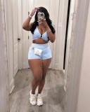 Women's casual stir fried shorts and small vest set