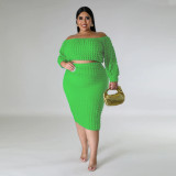 One line collar solid color bubble two-piece set