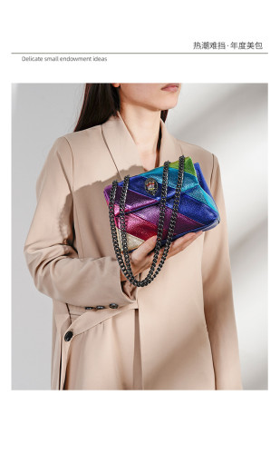 Rainbow Eagle Head Spliced Chain Single Shoulder Crossbody Bag