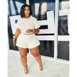 Large women's loose bubble two-piece set