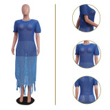 Women's gradient knitted beach skirt
