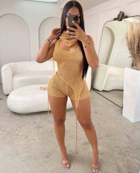 Sexy hollow sequin three piece set
