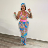 Beach style strapless skirt print set