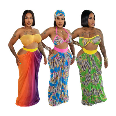 Beach style strapless skirt print set