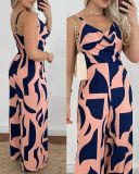 Suspender open back waist wide leg jumpsuit