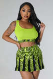 Women's knitted elastic vest sweater short set